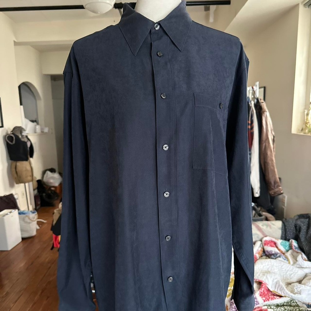 Lord & Taylor vintage navy blue button down shirt